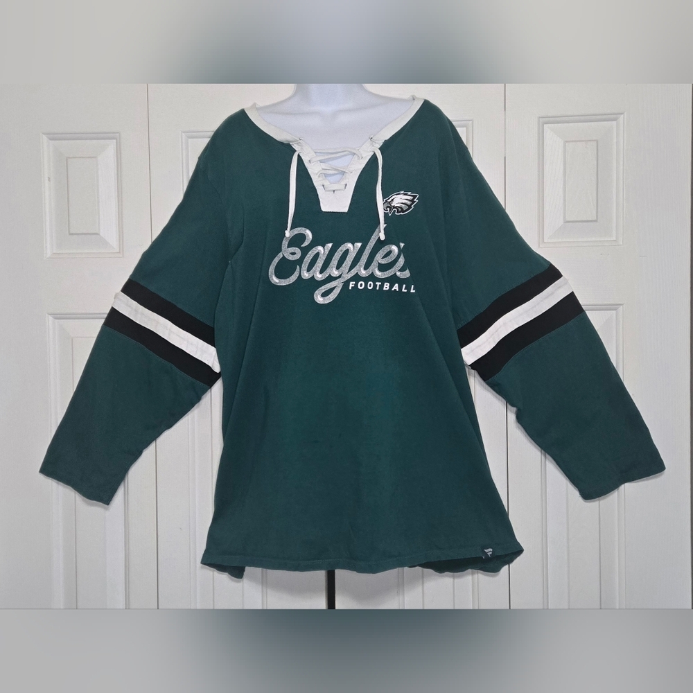 Fanatics Women’s Philadelphia Eagles Plus Size Lace-Up Jersey Shirt 4X - Green